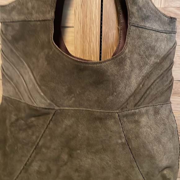 Lucky Brand suede leather satchel/tote, zipper and pocket interior compartments - Picture 2 of 12